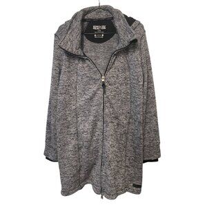 Womens Kenneth Cole Reaction Marled Gray Longl Zip-Up Hoodie XL Comfort Warm Uti
